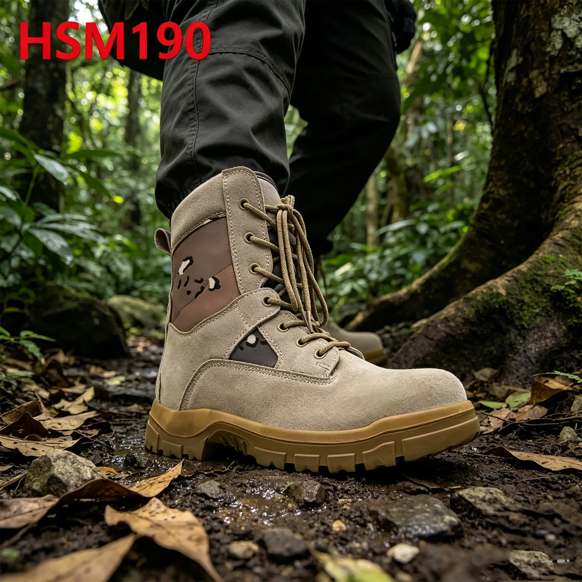 ZYF,Forest Exploration Easy Hidden Camouflage Hua Singh Hunting Boots Anti-rip Natural Suede Leather Men Leather Boots HSM190