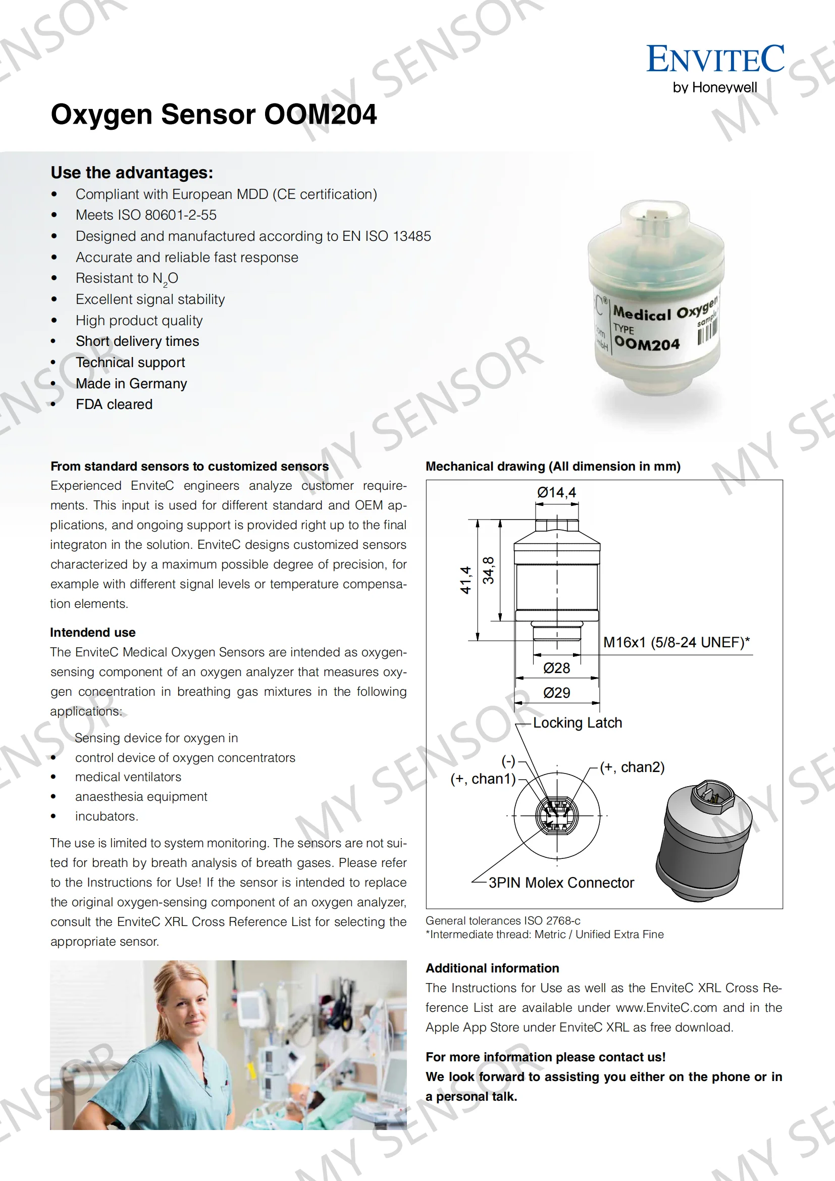 Original Envitec Medical Oxygen Sensor O2 Cell Range 0 100vol Oom204 01 00 0097 Buy O2 Sensor 9228