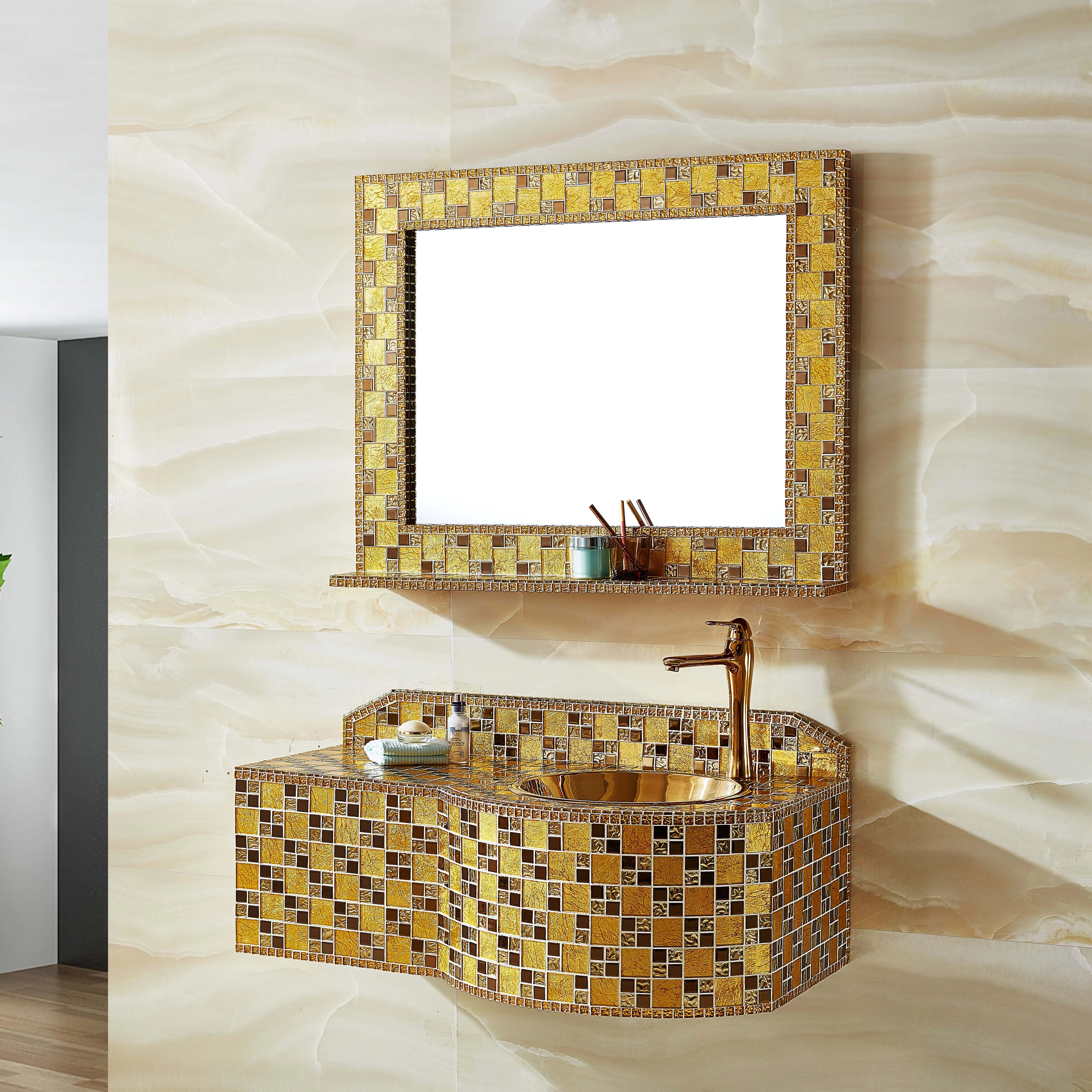 Foshan Luxury Fiberglass Mosaic Bathroom Cabinet Basin Vanity Unit With Sink Buy Basin Vanity Mirror Cabinets