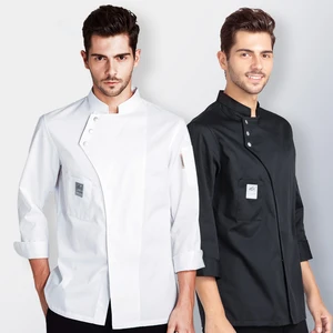 Factory Wholesale Men's Large Size White Chef's Clothing Long Sleeve Overalls for Hotel Dining Hall Restaurant Bar Uniforms