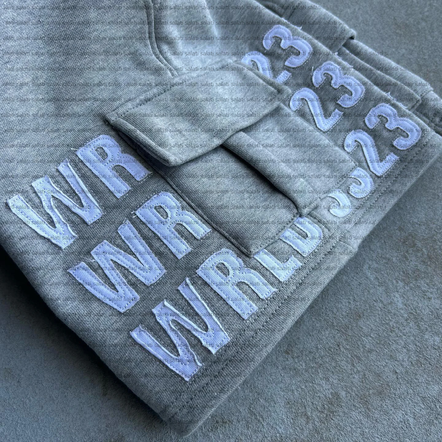Double Waist Short Sweatpants Custom Distressed Embroidery High Waist Sweat Cargo Shorts for Men gallery 3