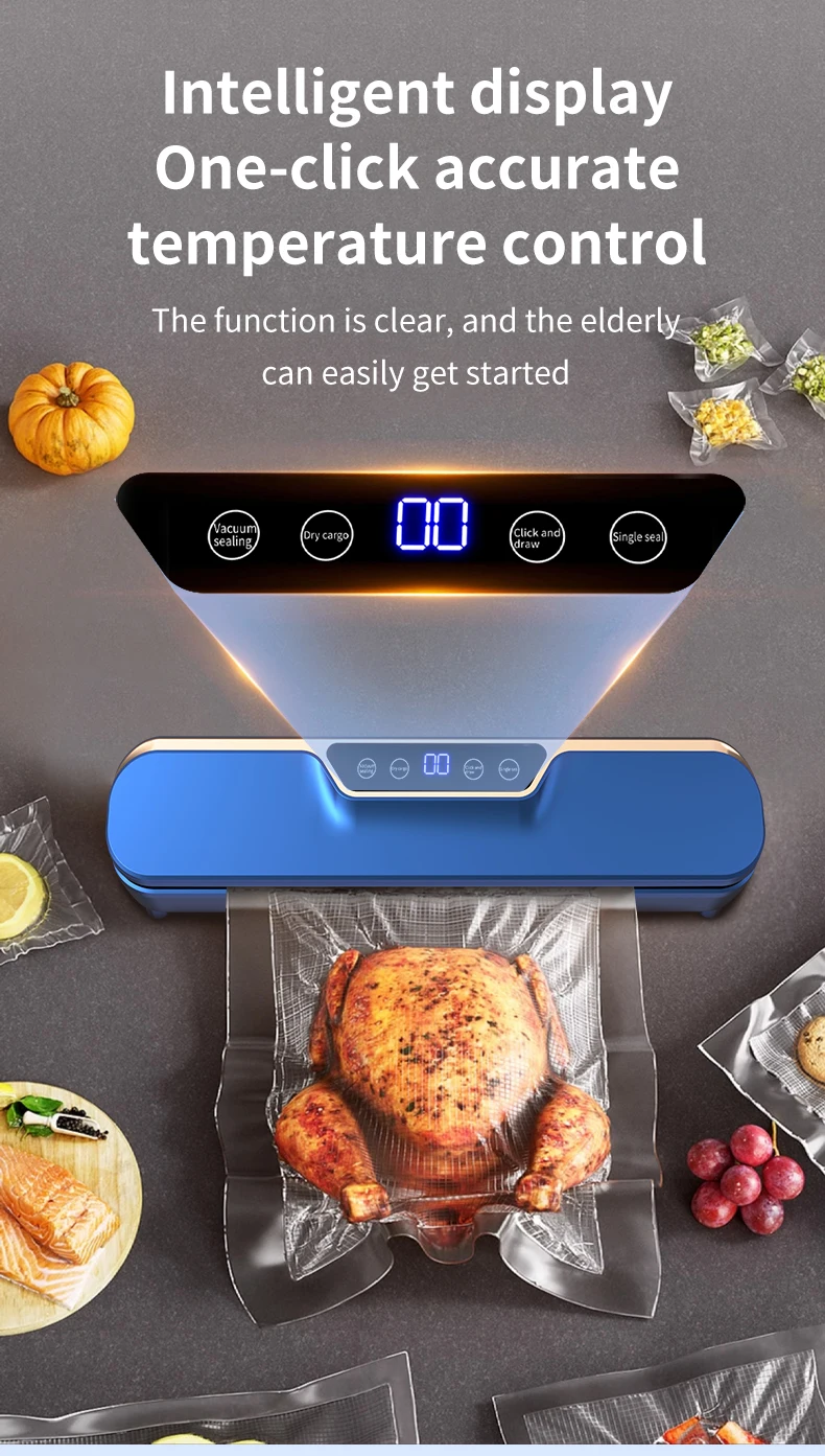 Vacuum Food Preservation Sealer with Liquid Crystal Display Automatic Sealing Machine for Food Storage
