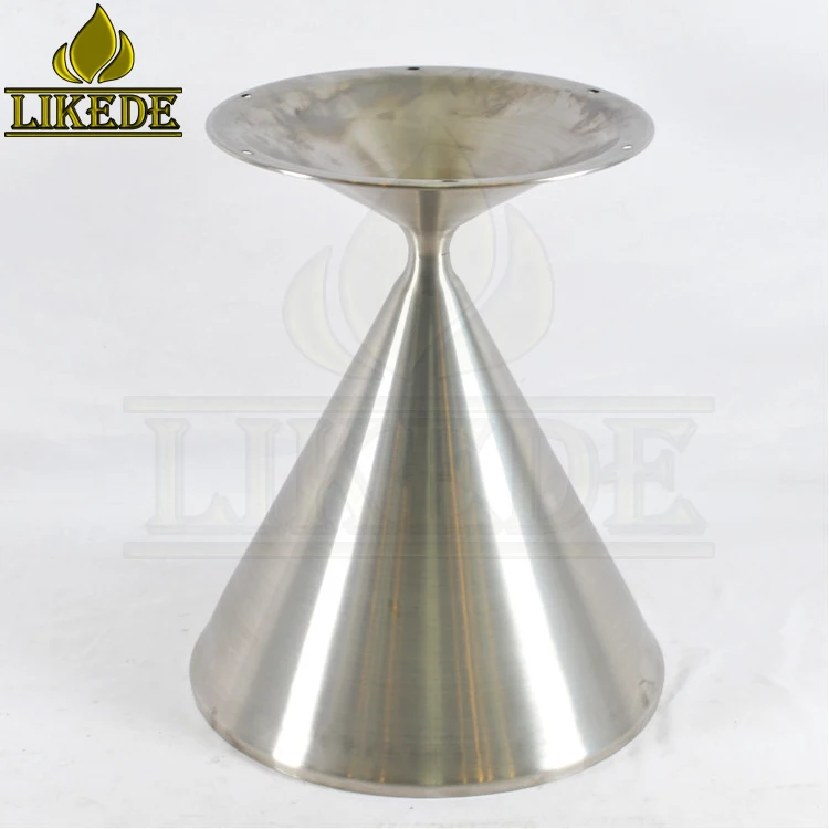 Integrated Tulip Conical Table Base Metal Brushed #304 Stainless Steel Trumpet Style Furniture Legs