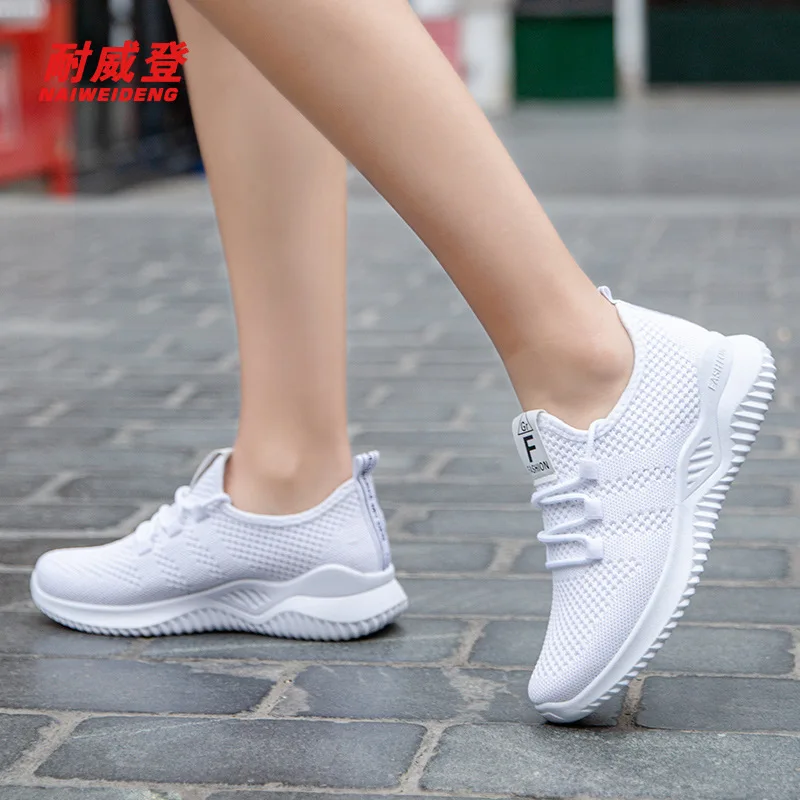 Lanchengjieneng Women Trainer Ladies Running Shoes Gym Athletic Sports Sneakers Casual Mesh Walking Jogging Shoes Lace up Flat 