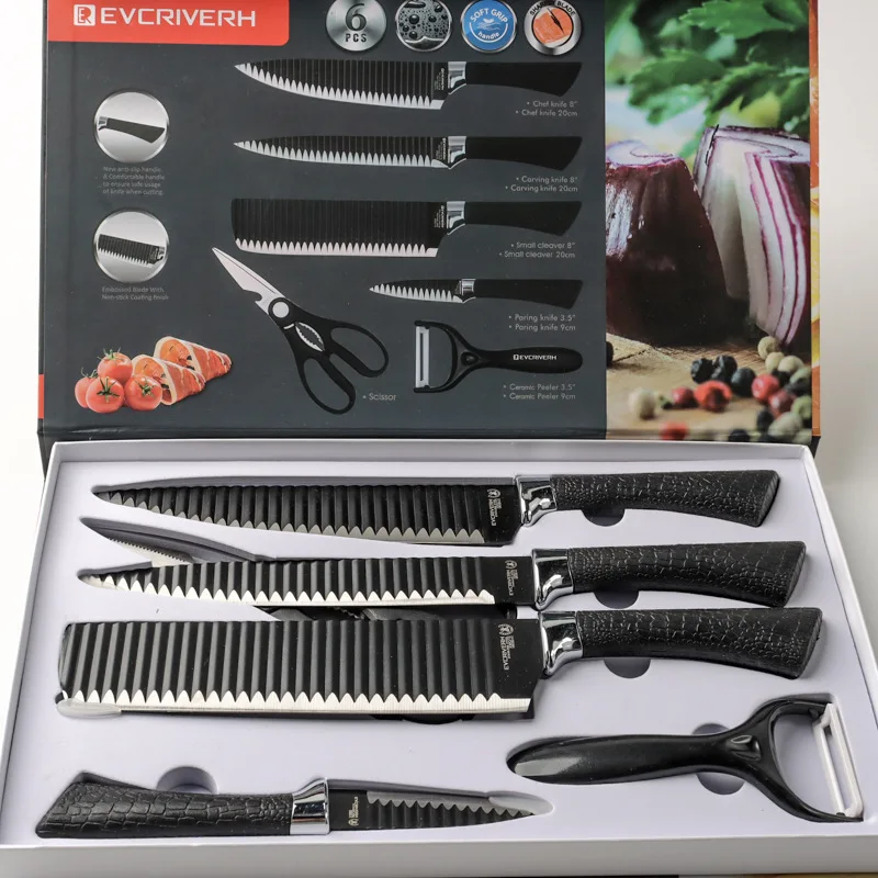 Everich Stainless Steel Kitchen Knife Set 6 Black - ER-0238A