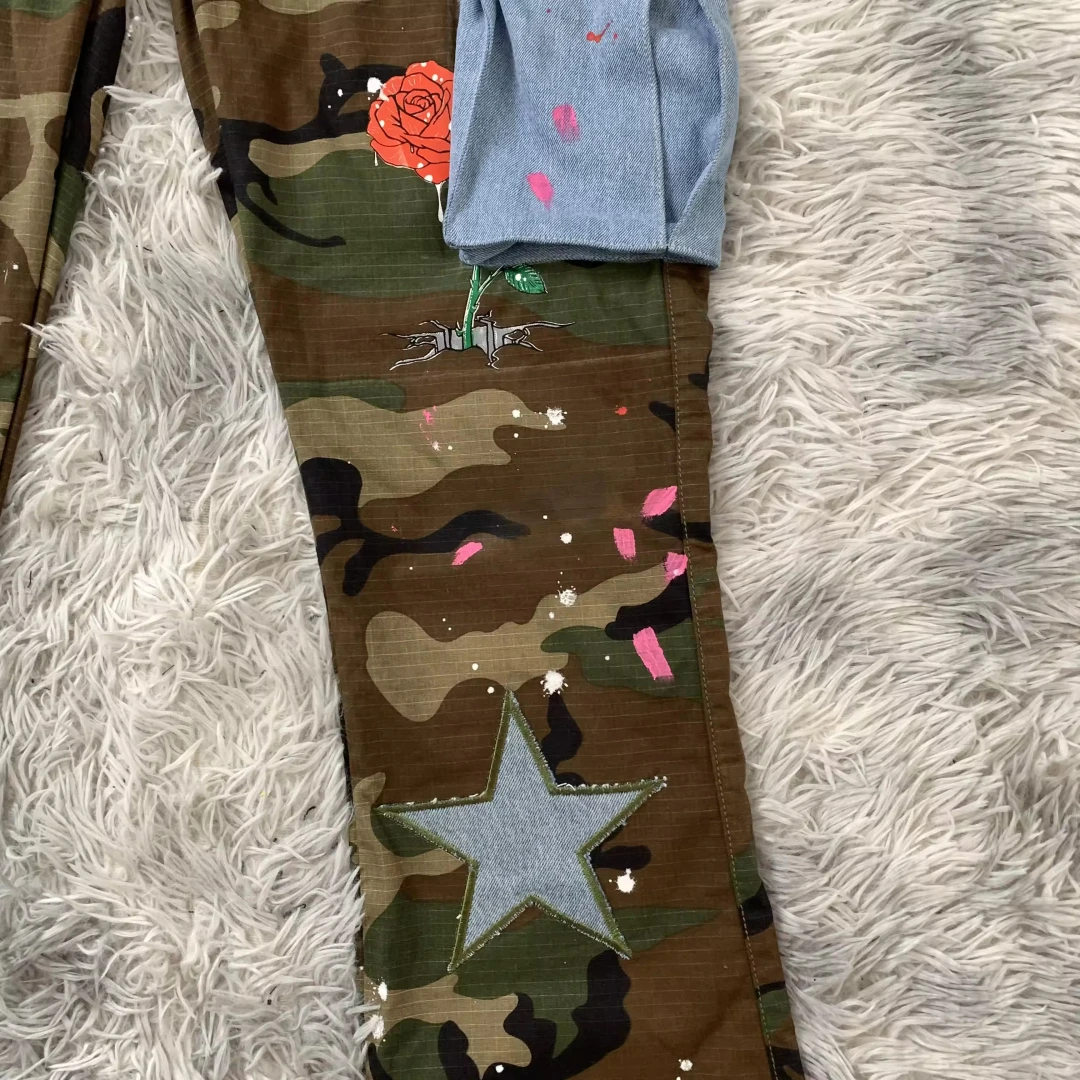 Custom Camo Green Flare Cargo Pants For Men | Odm