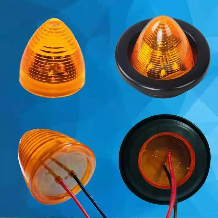 2" Inch Round Cone led Side Marker light Rear Tracking Lights 9 Diodes Sealed Truck Trailer RV Camper day time running light