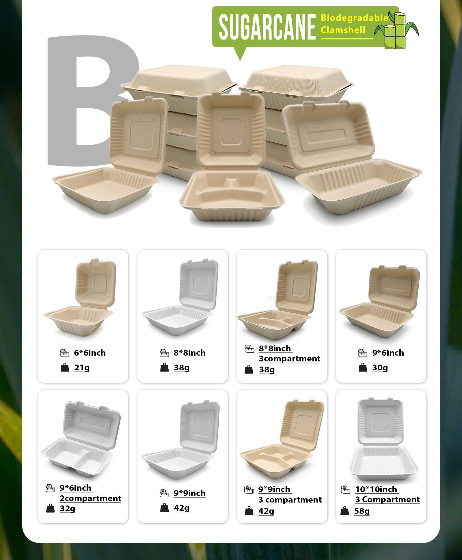 FULING Hinged Food Container Disposable Clamshell Take Out Container ...