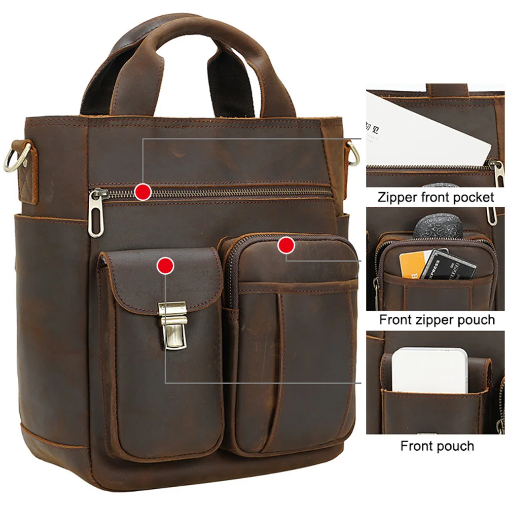 Factory Wholesale Price Drop Shipping Vintage Style YKK Zipper Men Messenger Bag Genuine Cow Leather Shoulder Bag