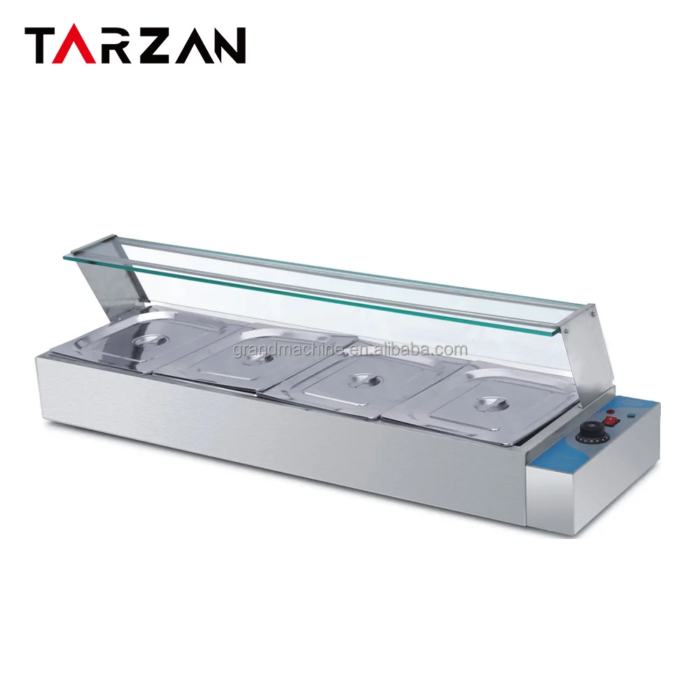 Commercial  Bain Marie  Food Warmer  electric 4 container buffet food warmer bain marie with glass cover supplier