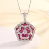 Platinum red corundum pendant with chain