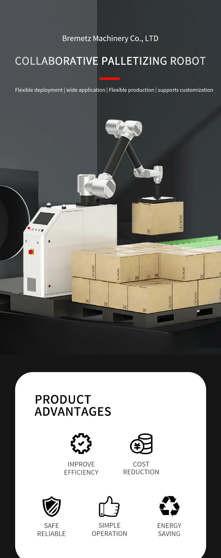 Collaborative Robotic Arm Plastic Palletizer 1kg-5kg