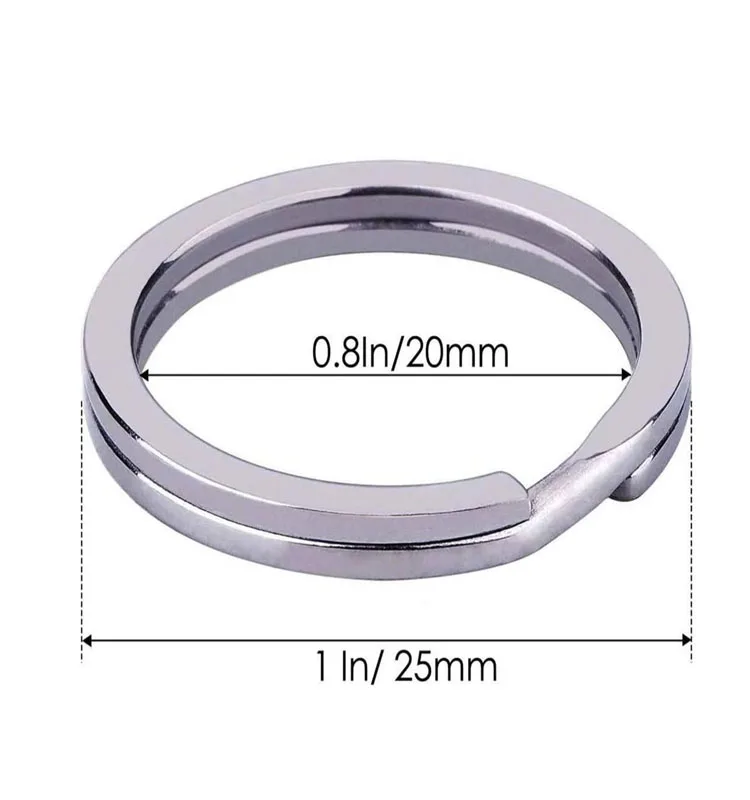 304 Stainless Steel Flat Key Ring Metal Keychain Ring Split Keyring ...