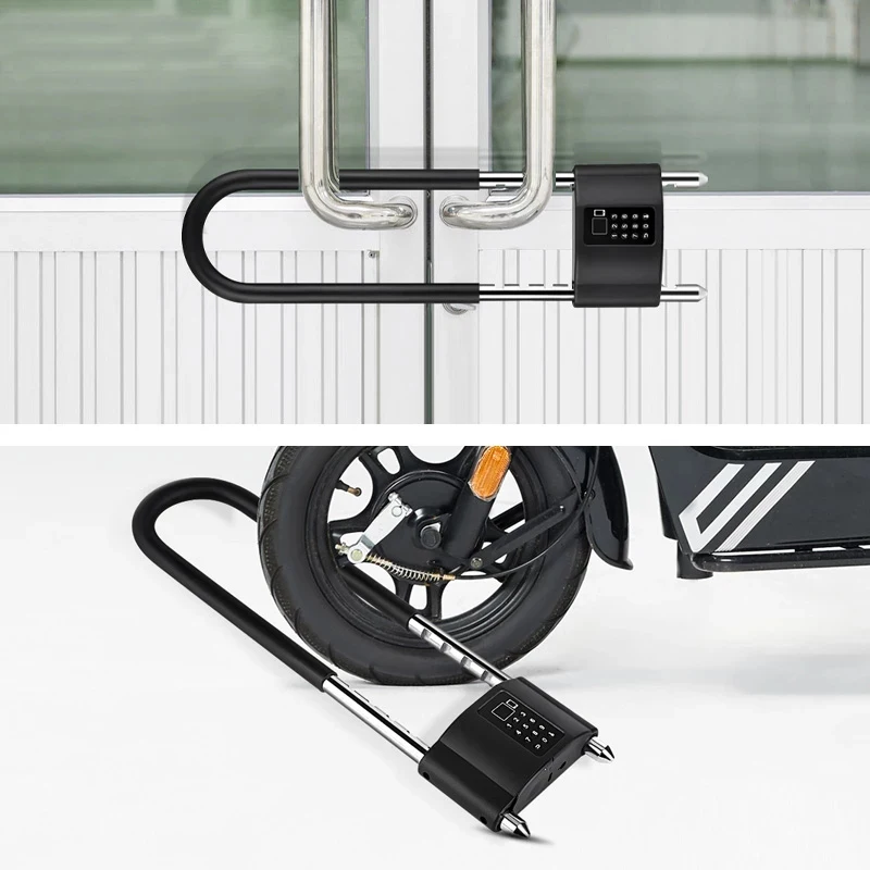 Electronic Smart U Shape Fingerprint Lock with Tuya APP Motorcycles Office Home Anti Theft Fingerprint Lock