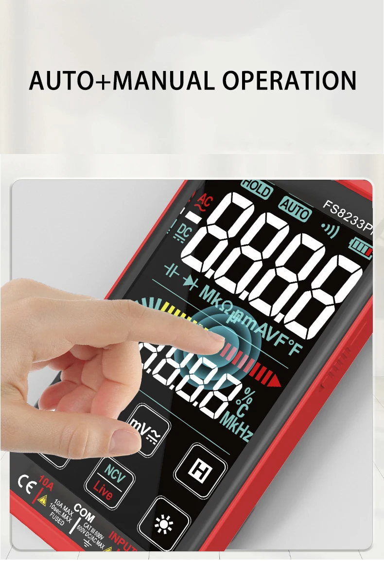 9999 Counts Touch Screen Rechargeable Digital Multimeter Fs8233pro