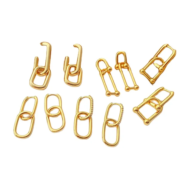 Luxury Party Jewelry Shining Zircon Paper Clip Drop Earrings 18k Gold Plated Stainless Steel Jewelry