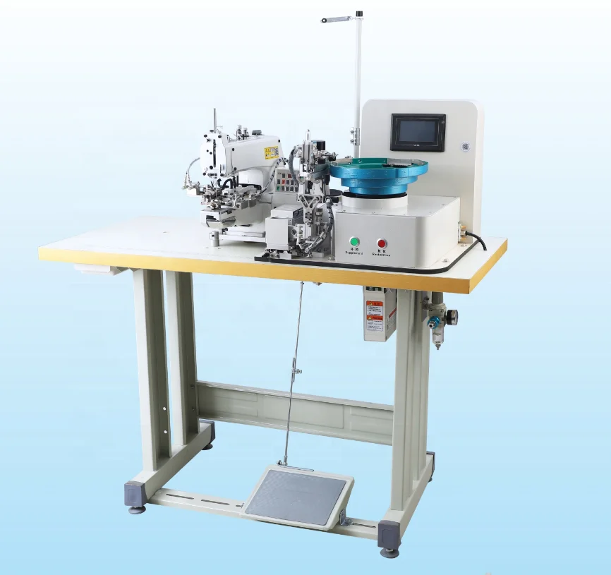 QK-988C High Efficiency Powerful Pneumatic Flat Buckle Sewing Machine With Button Feeder