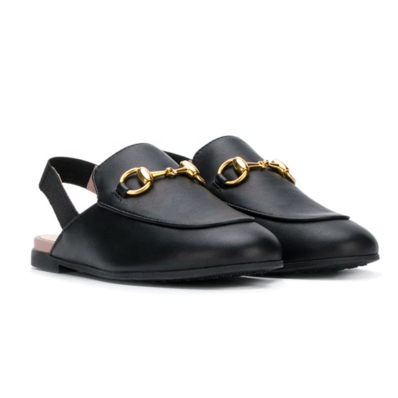 Детские дизайнерские туфли из натуральной кожи, Модные слипоны, черные тапочки-лоферы