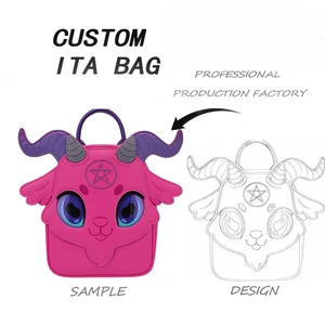 Custom Cute Lamb Shape Pu Leather Clear Pin Display Leather Animal Ita Tote Bag Backpack