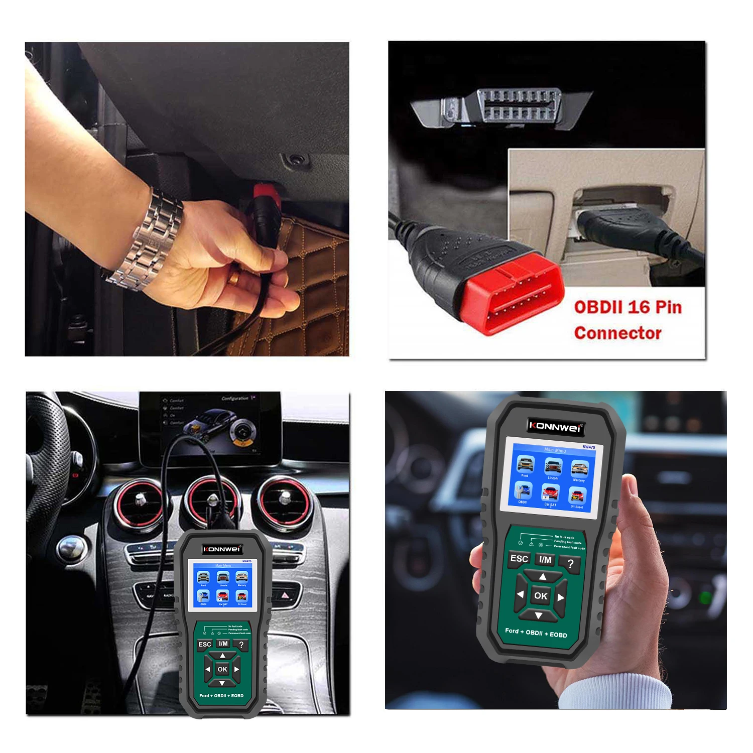 2023 KONNWEI KW470 Full System Diagnostic Tool OBD2 Car Scanner for Ford Lincoln Mercury