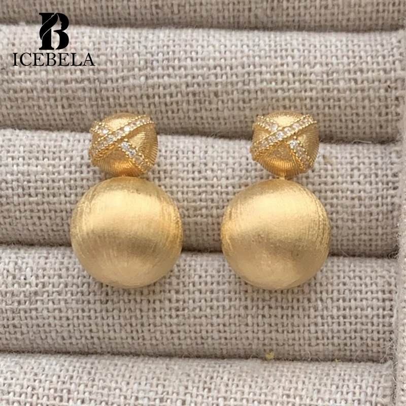 ICEBELA 925 Sterling Silver Earrings Circular Charms 18k Gold Plated Zirconia Fine Jewelry Earring Women Stud Earrings for Girls