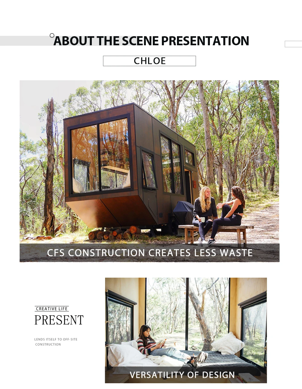 Quacent Low Price Luxury SIP Prefab Tiny House Stilt Bungalows 2 Bedroom Prefabricated Home House Estate Hut  Fertighaus