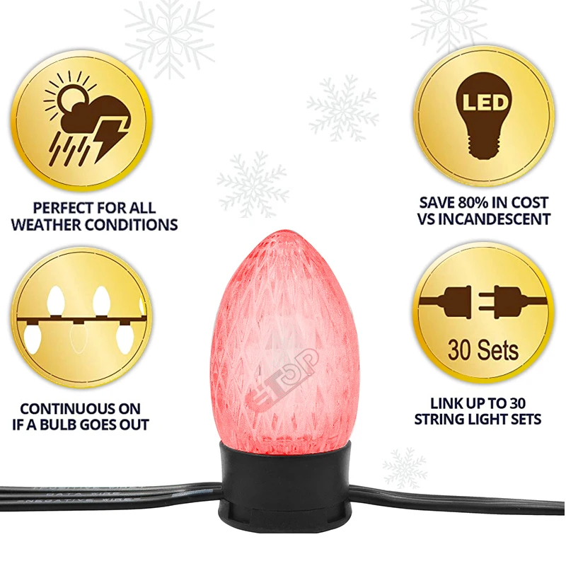 2024 New C9 Programmable SMD5050 Pixabulb WS2811 12V Holiday Lighting  Led Christmas Lights with 3 Core Waterproof Plug