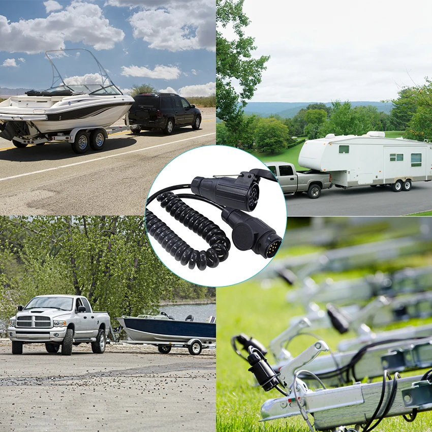 13 pin plug trailer plug Europe standard RV connector Spiral Wire 3 Meters extension Cable 0.5mm2