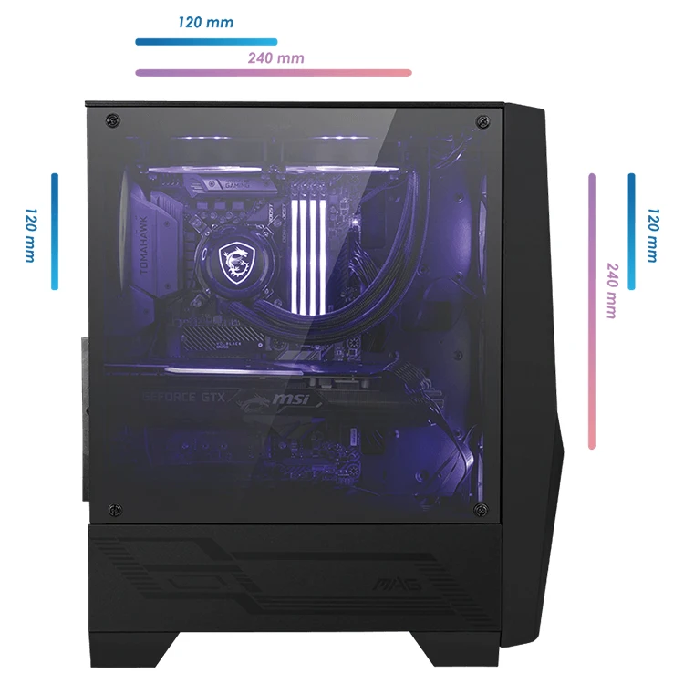 MSI MAG FORGE 100R Mid-Tower Computer Case Supports ATX Motherboard With RGB Lighting Chassis PC Desktop Gaming Case