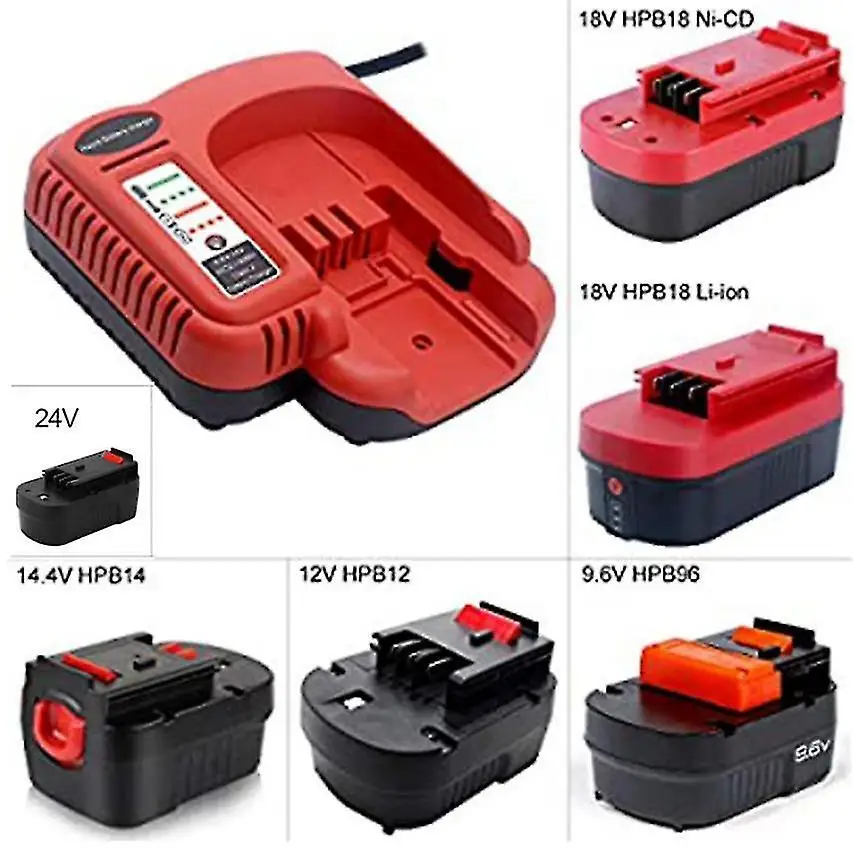 Fast Battery Charger For Black & Decker Ni-CD Ni-MH Battery Replacement  Battery Charger Multi-Volt 9.6V/12V/14.4V/18V 24V