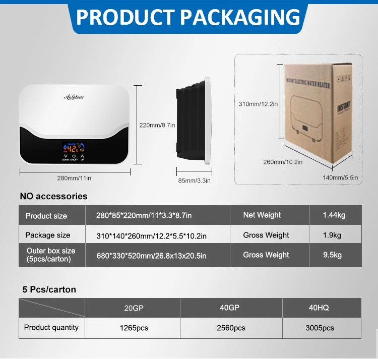 Smart Household Electric Water Heater 3000w Mini 220v Instant Bathroom