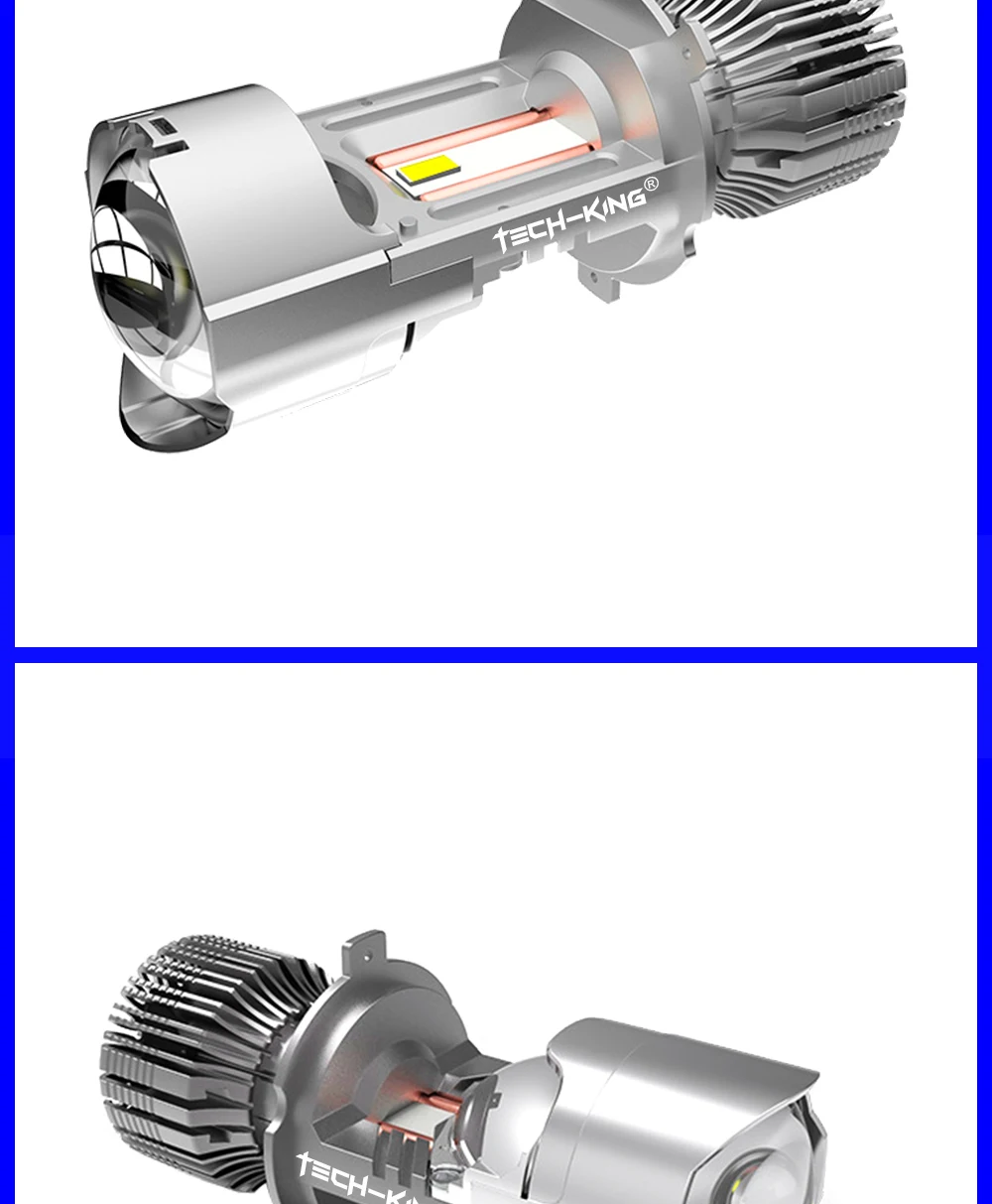 TECH-KING New Car Headlight 12V H4 Mini Led Bi Projector Lens Headlight LED Laser Projector Lens High Power H4 Bulbs