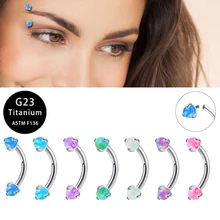 Fashion body jewelry G23 Titanium Inner threaded eyebrow ring Light luxury Opal eyebrow stud Party wedding piercing accessories