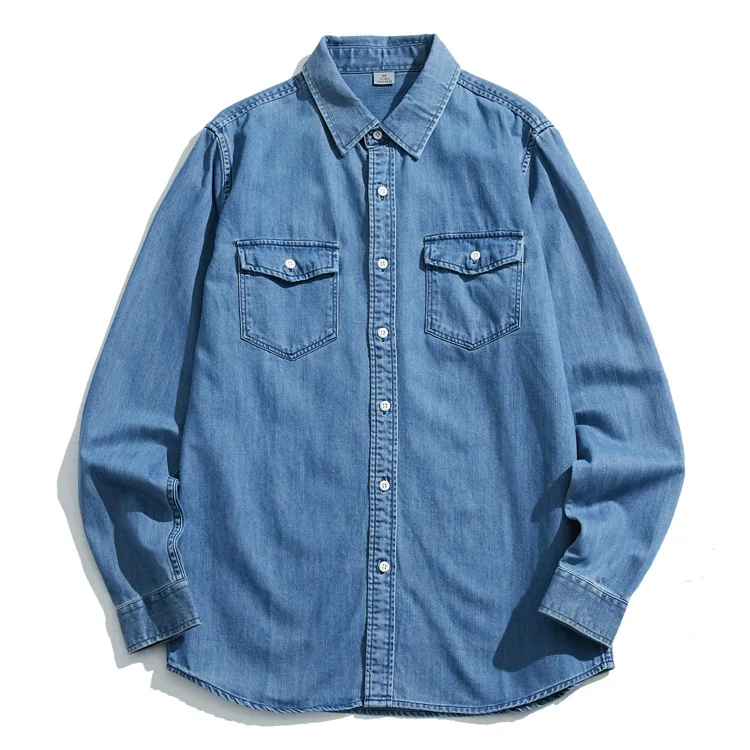 Men's Washed Shirt in Bulk Latest Men Denim Shirt Long Sleeve Jeans Shirt