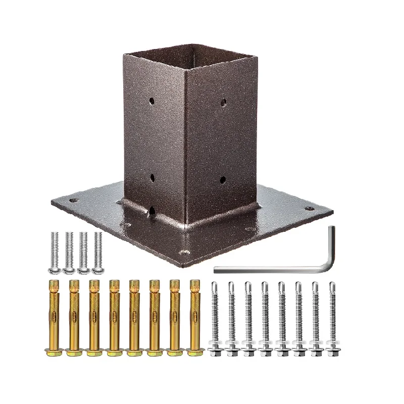 Professional Workshop Adjustable 2*2 4*4 6*6 Metal Steel Fence Post Stand and Anchor Base Plate for Concrete