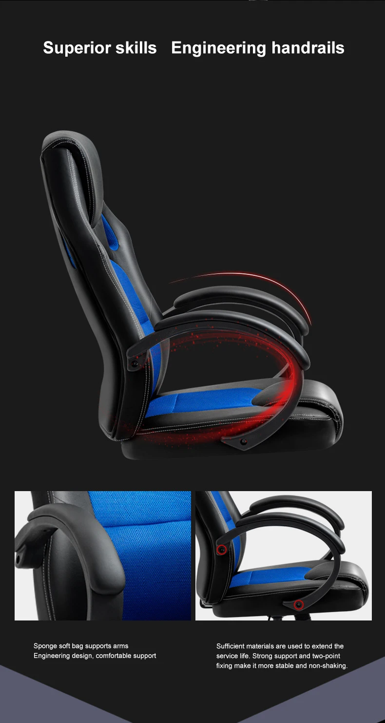 Blue Whale Massage Gaming Chair Desk Office Chair Ergonomic High Back Racing Computer Chair With Headrest And Lumbar Support Backrest, Seat Height Adjustable Swivel Chair