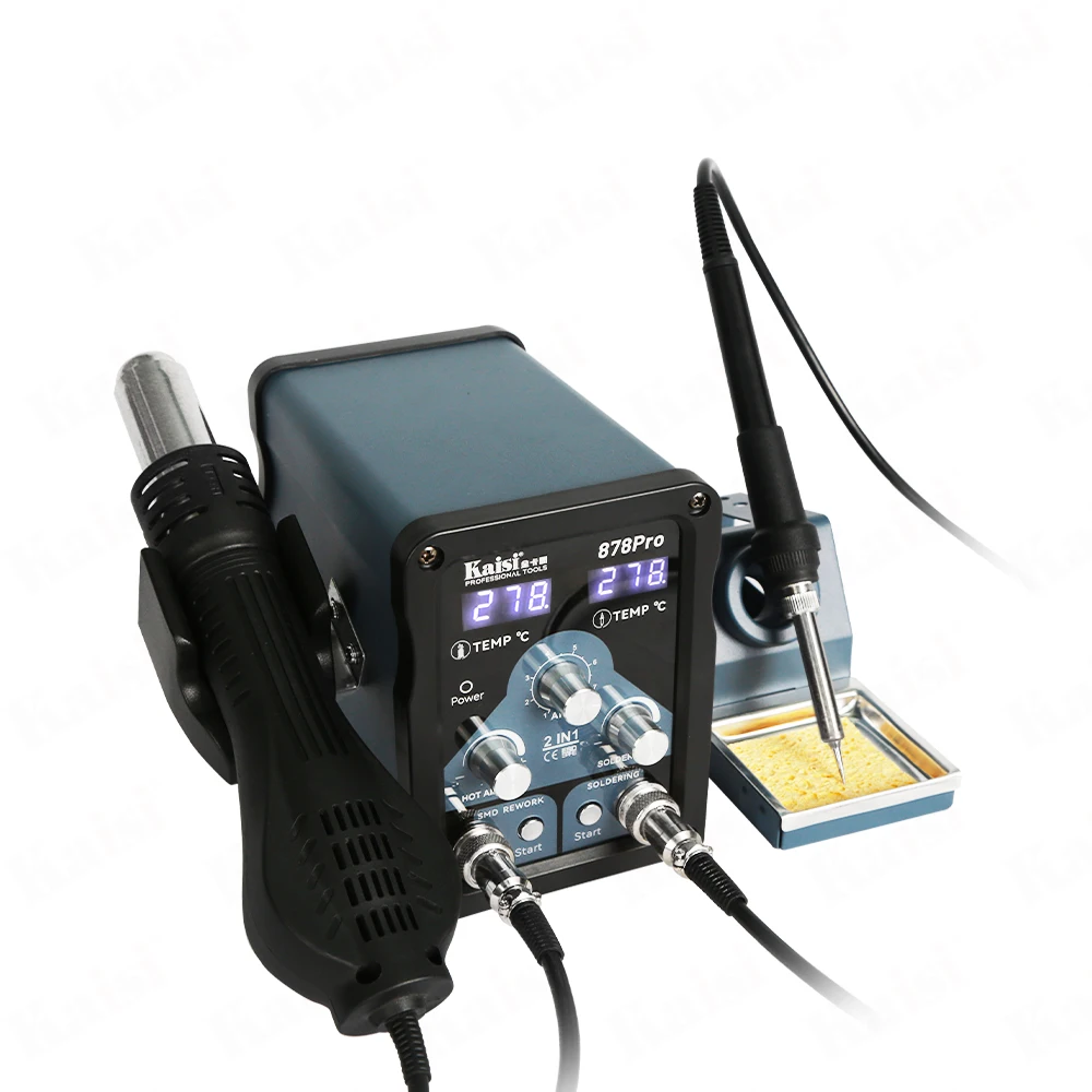 Kaisi 878 Pro 2 in 1 Combo  Multi Welding Machine Hot air Soldering Desoldering Iron Rework Station
