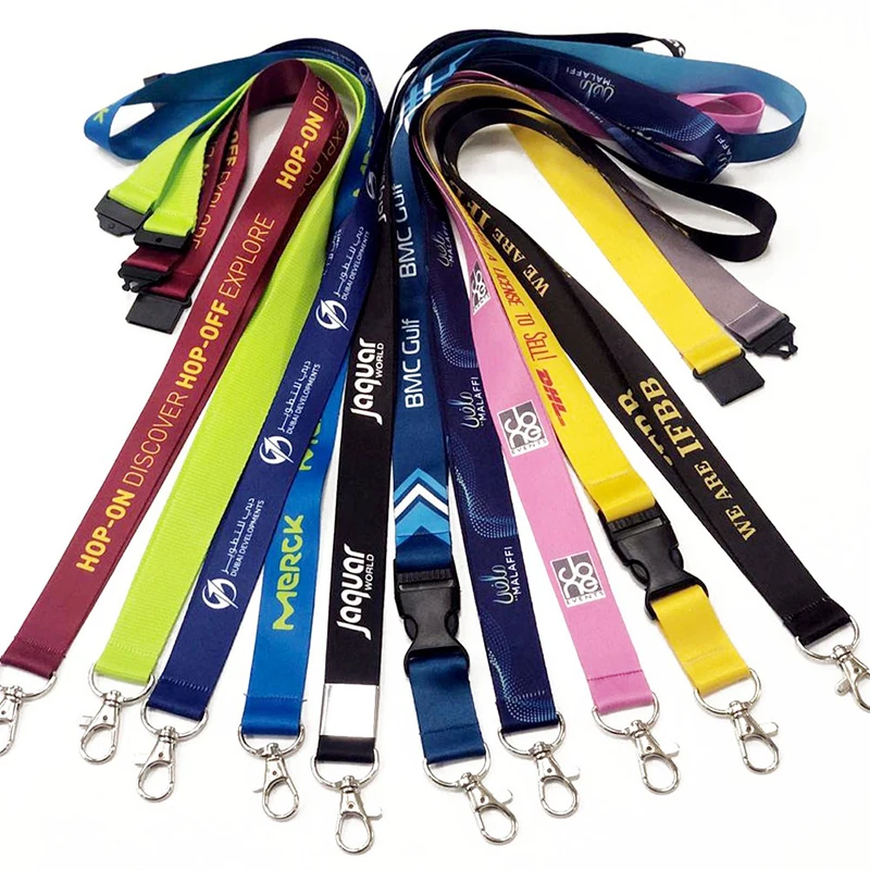 Webbing Factory Customizable Low Moq Polyester Sublimation Neck Lanyard with ID Badge Card Holder Custom Logo Printed Strap