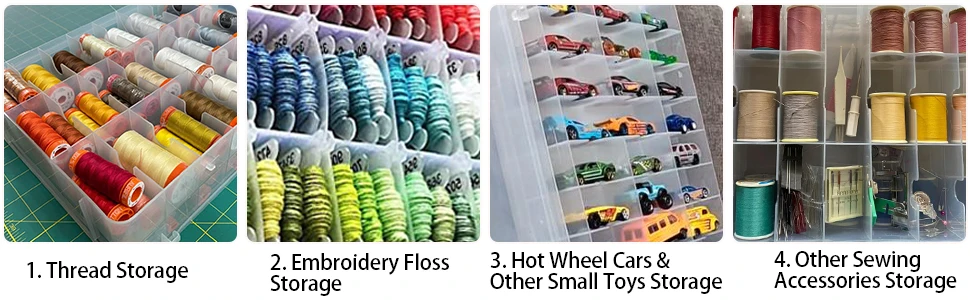 Niseven Custom 46 Grids Portable Clear Plastic Thread Spools Storage ...