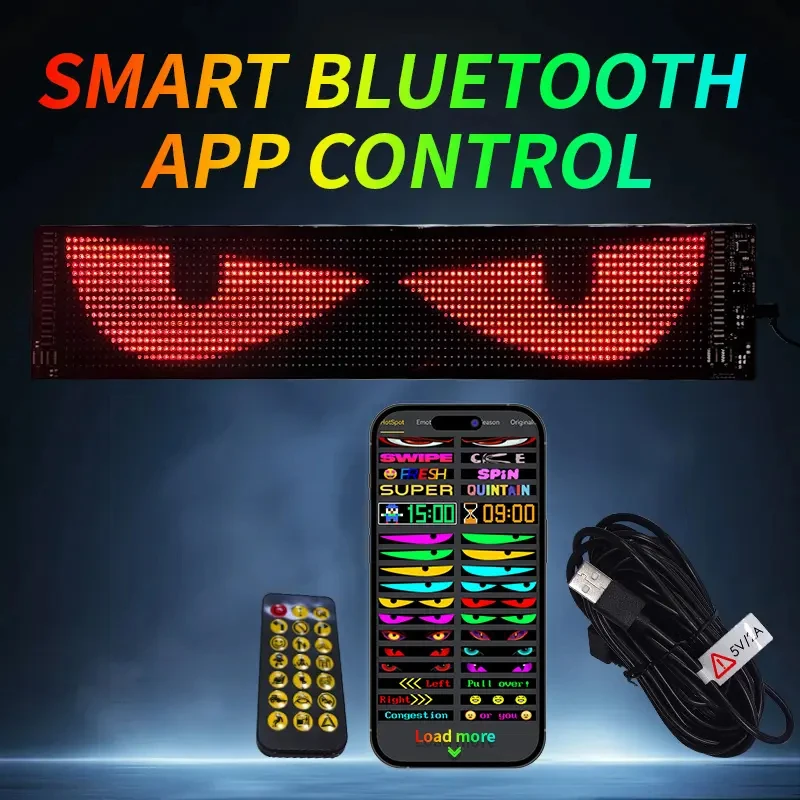 Truck Windshield Flexible LED Display Screen Blinking Eyes  Animated Screen APP Programmable Soft LED Displays for Truck