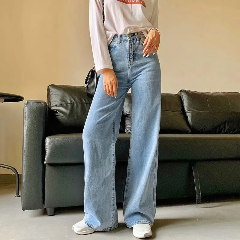 Blue Jean Pantalon Large Femme High Waist Mom Jeans Korean Fashion Denim Trousers Jeans Woman Y2k Wide Leg Pants