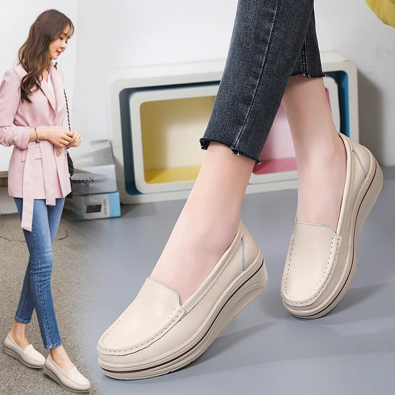Women's Genuine Leather Flat Loafers: New Fashion, Plus Size, Winter ...