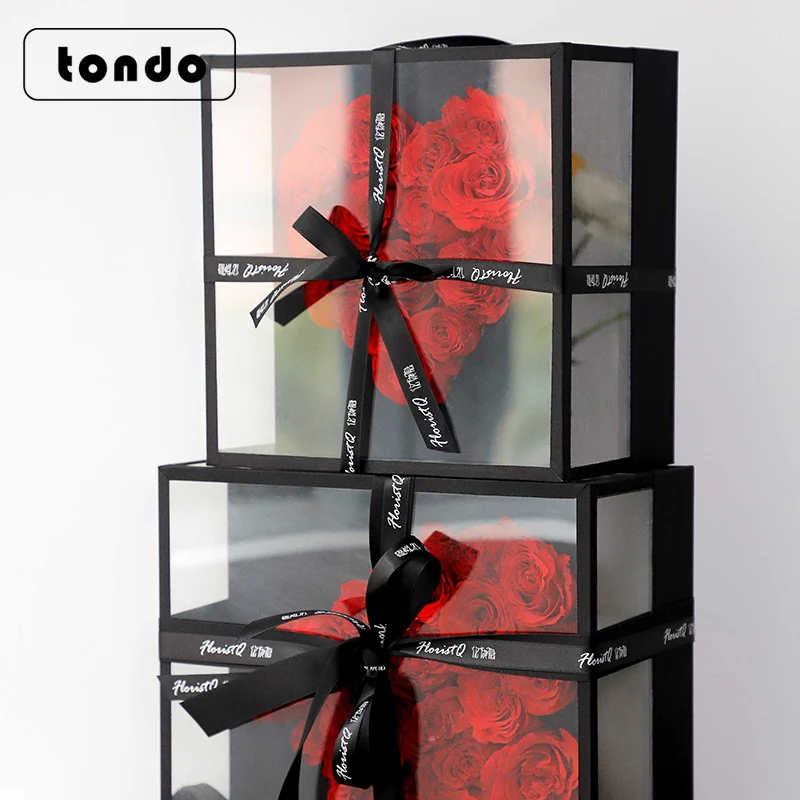 Tondo Acrylic Flower Box Transparent Heartshaped Flower Packaging Gift