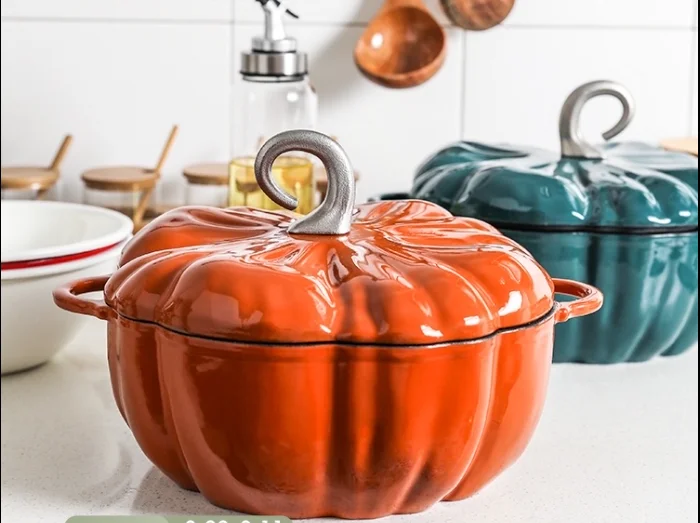 pumpkin enamel cast iron 25cm cookware