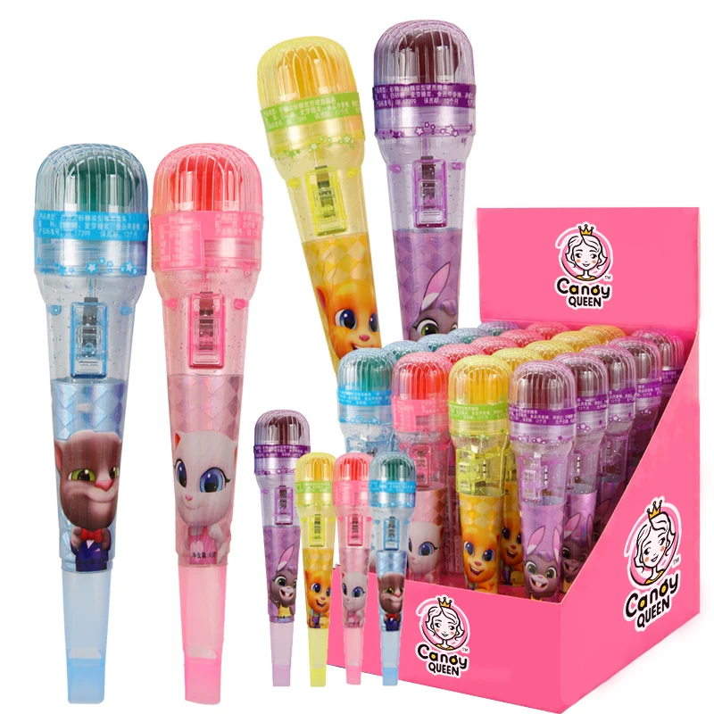 OEM Custom Personal Label Cartoon Toothbrush Shaped Lighting Toy Fruity Flavored Lollipop Flashing Sweets