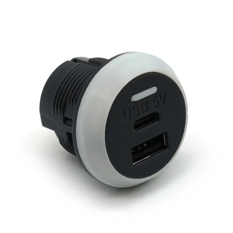 DC 5V 3.6A USB Car Charger Socket With LED Light USB and C Charger For Bus Coach Boat