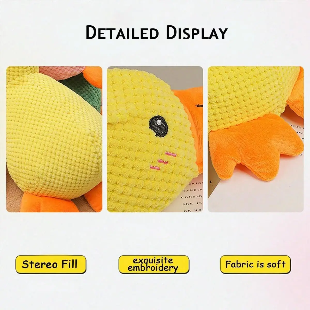 Newest Dog Calming Duck Toy Yellow Pink Unbreakable Stuffed Plush Dog Toy for Aggressive Chewers Resistant Squeaky Duck Dog Toys