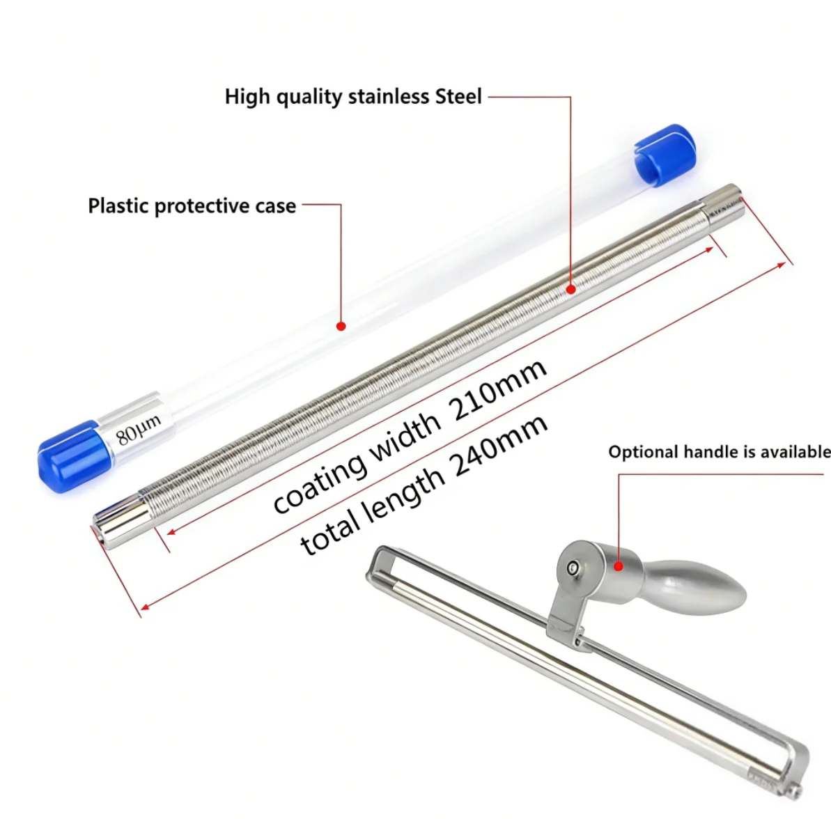 Diameter 16mm Wet Film Scraper Precise Coating Thickness Custom Coating Width Metal Plastic Extrusion Mayer-rod