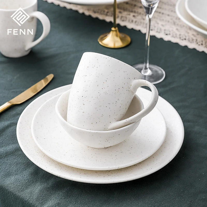 product fenn factory wholesale elegant wedding party used white matt mug speckled sesame glazed porcelain cup mugs custom ceramic mug-57