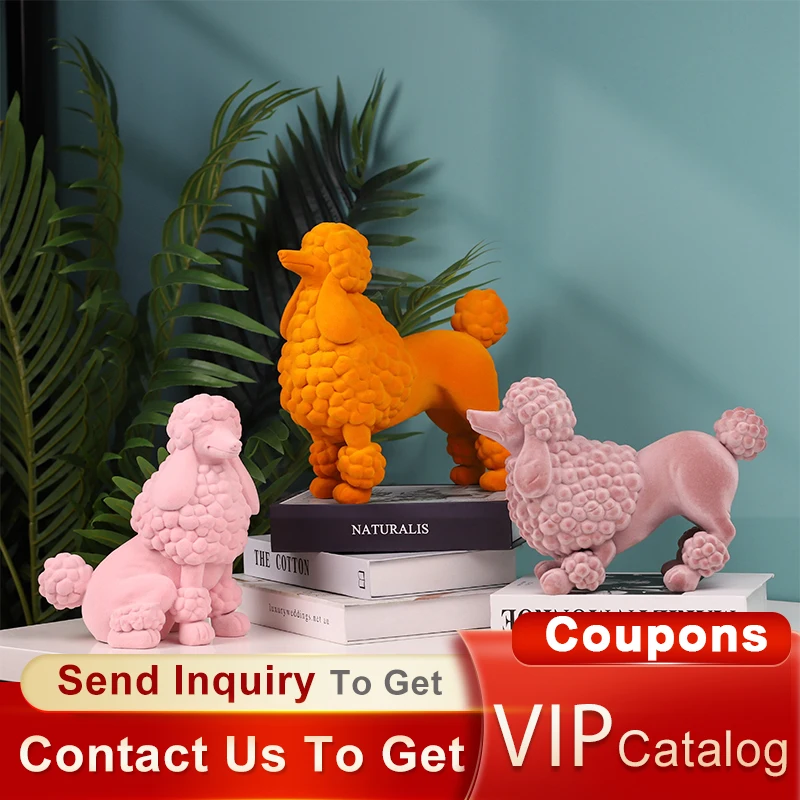 Redeco Alibaba Luxury Resin Flocking Dog Art Deco Sculptures